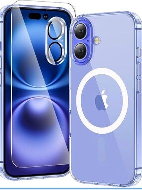 Clear MagSafe-Compatible Purple iPhone Case with Camera Ring